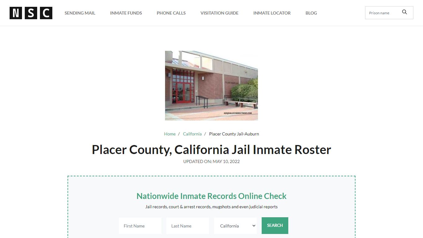 Placer County, California Jail Inmate List